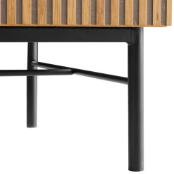 Macabane Table basse 2 tiroirs décor effet bois rainuré noir naturel SCOTT Discount