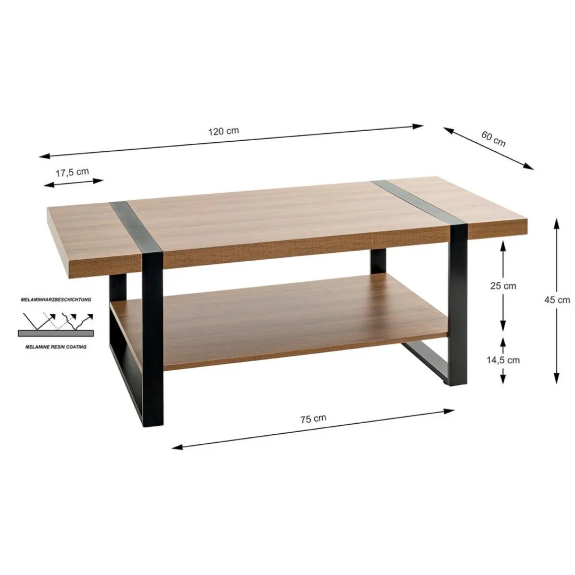 3S. x Home Table basse acier laqué noir et plateaux décor chêne Hot