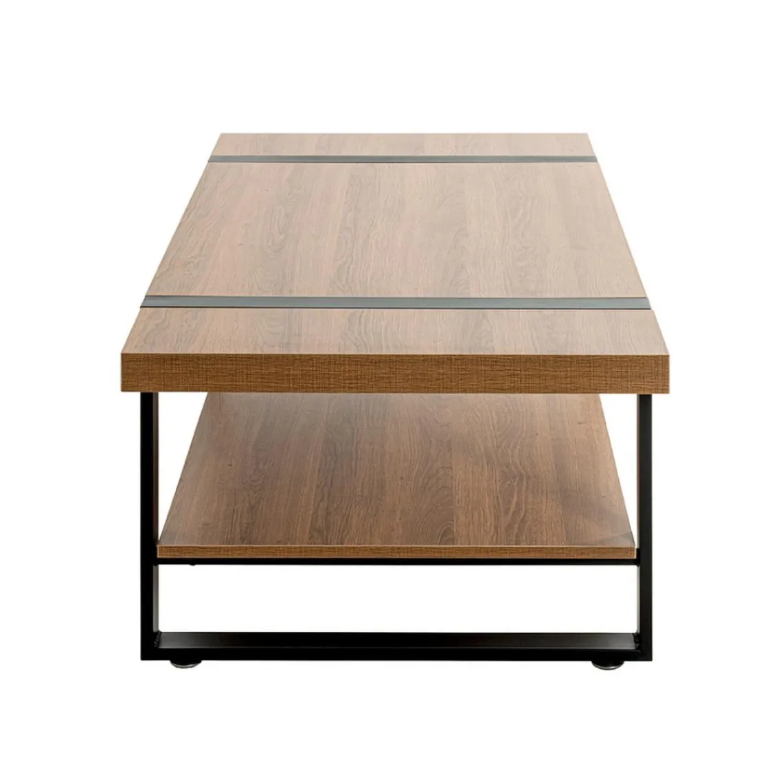 3S. x Home Table basse acier laqué noir et plateaux décor chêne Hot