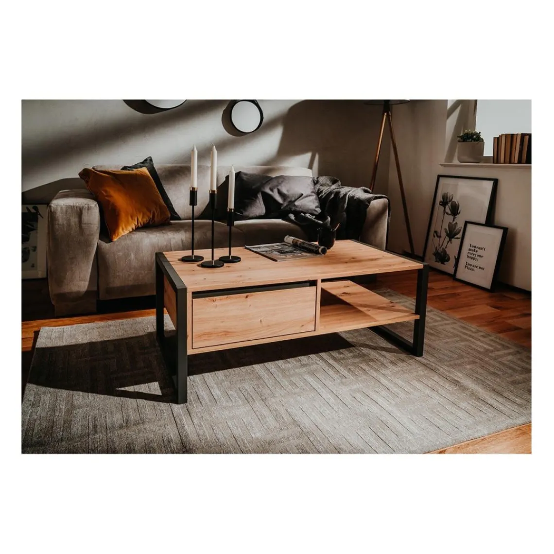 Calicosy Table Basse avec Tiroir DENVER Beige Outlet