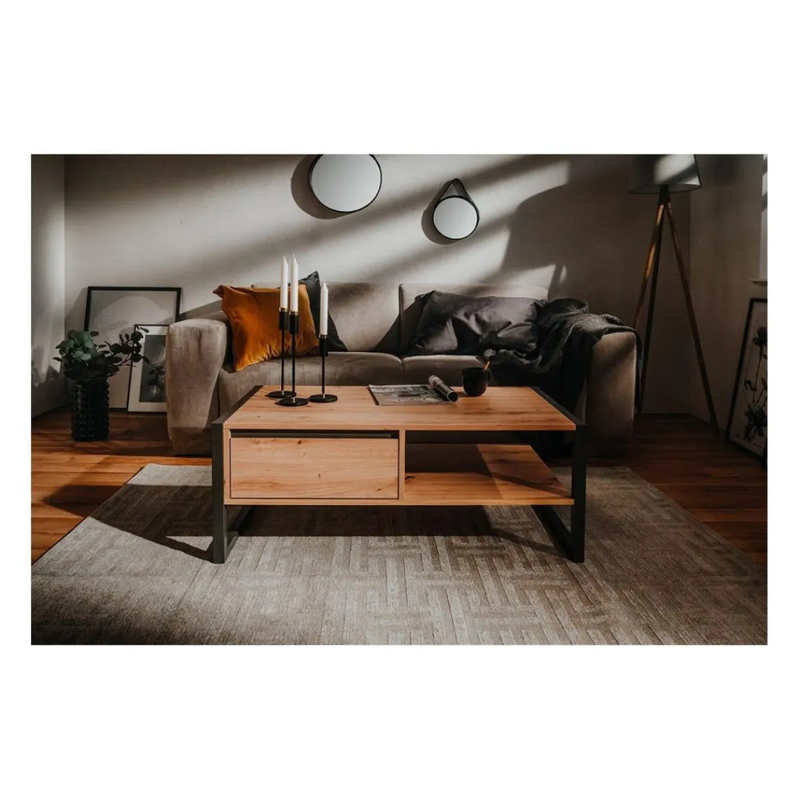 Calicosy Table Basse avec Tiroir DENVER Beige Outlet