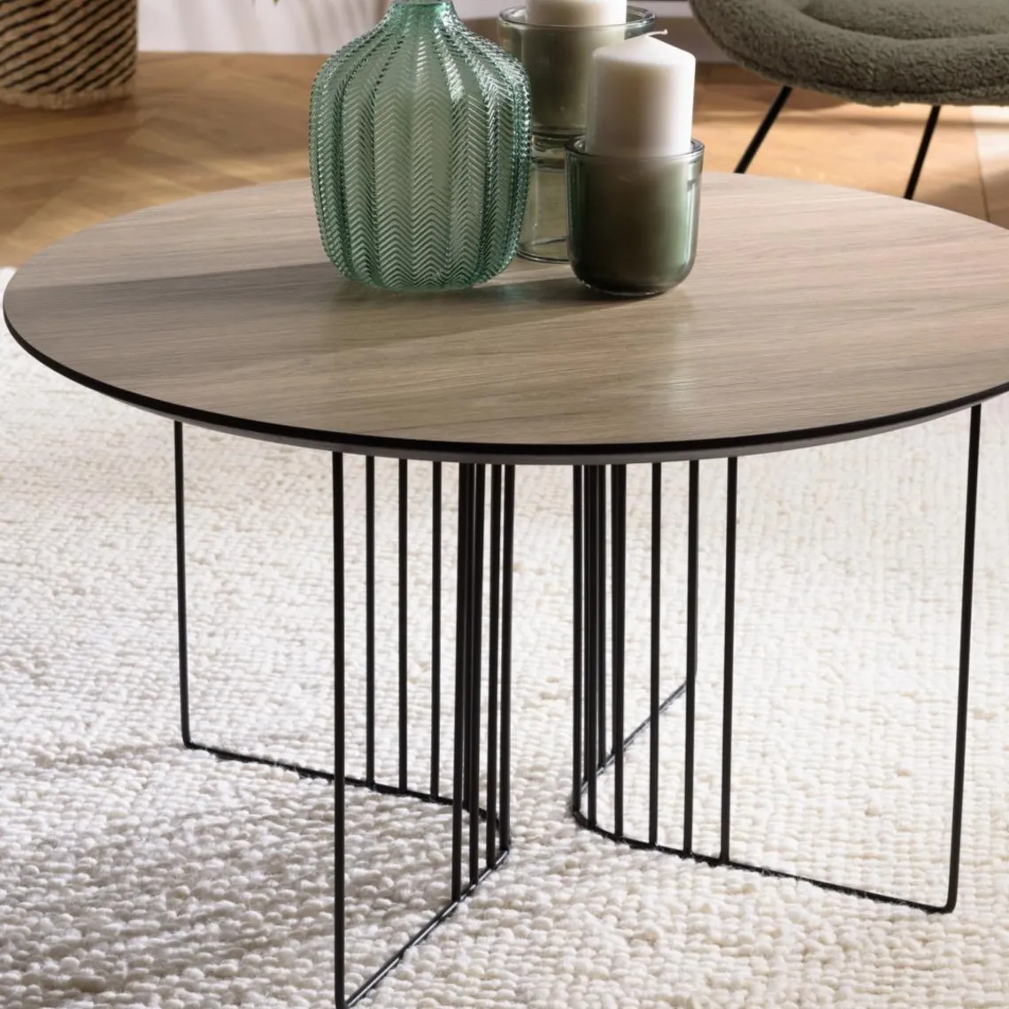 Macabane Table basse biseautée mocha pieds graphiques métal noir JULIA Online