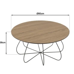 Macabane Table basse biseautée mocha pieds forme panier en métal JULIA Discount