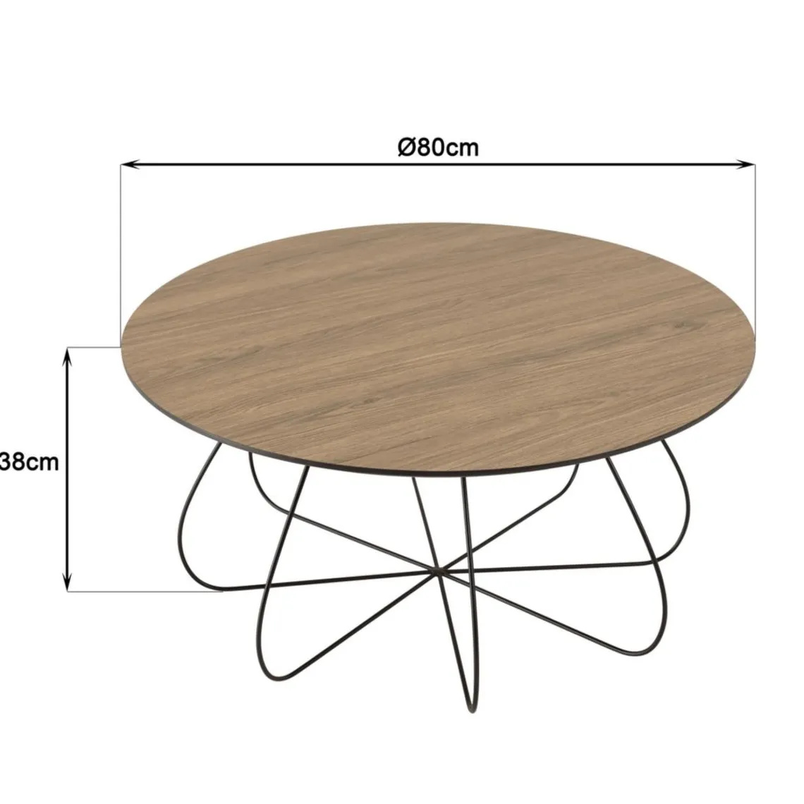 Macabane Table basse biseautée mocha pieds forme panier en métal JULIA Discount