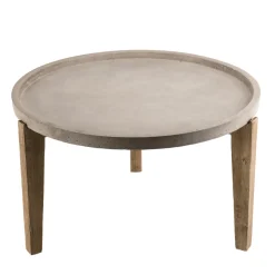 Macabane Table basse carrée Plateau en béton pieds en Acacia New
