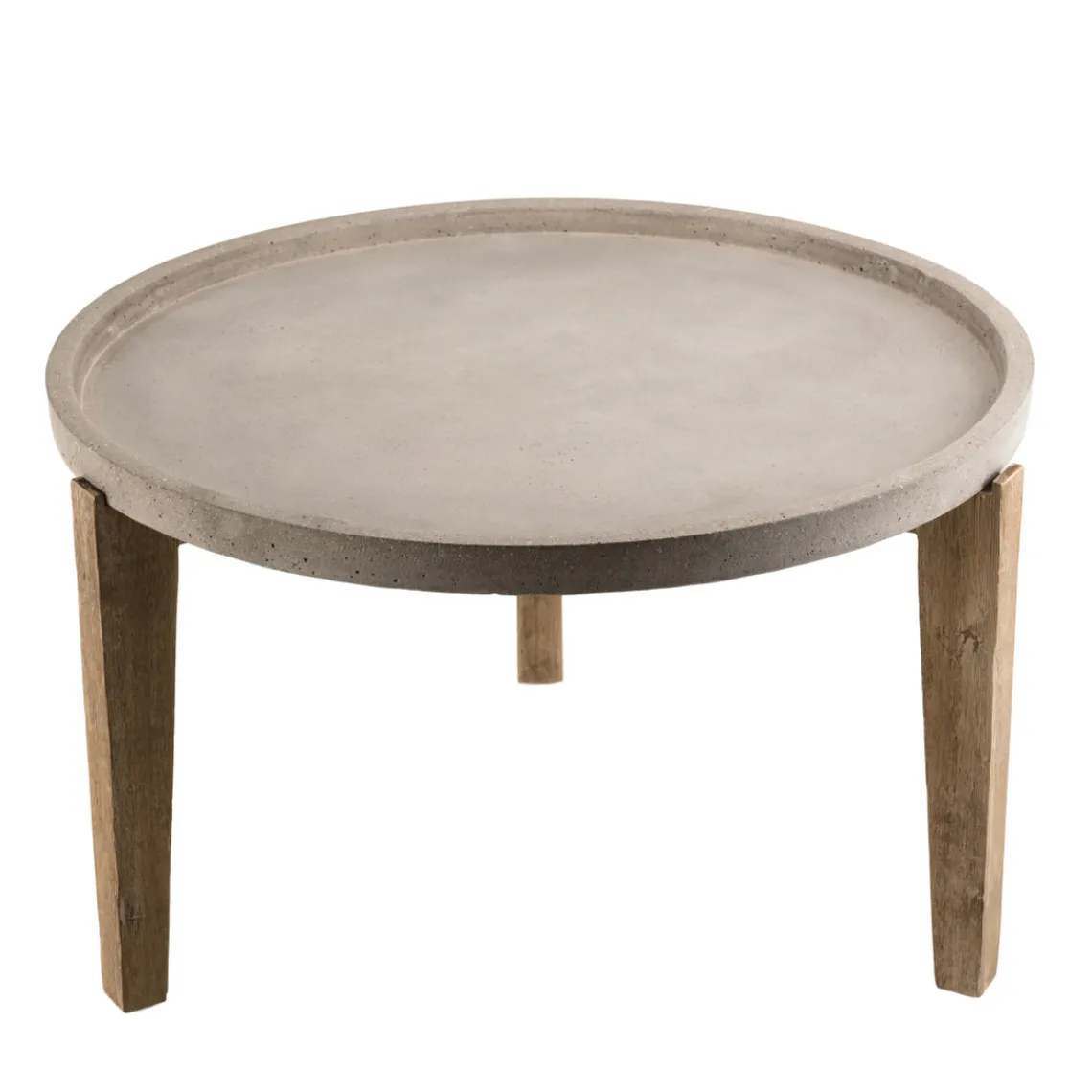 Macabane Table basse carrée Plateau en béton pieds en Acacia New