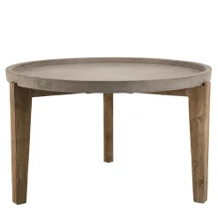 Macabane Table basse carrée Plateau en béton pieds en Acacia New