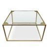 3S. x Home Table Basse Carrée RIVEL Métal Or Et Verre Transparent Outlet