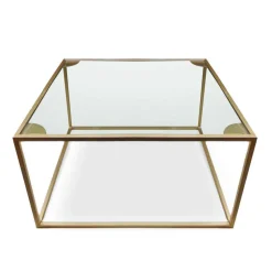 3S. x Home Table Basse Carrée RIVEL Métal Or Et Verre Transparent Outlet