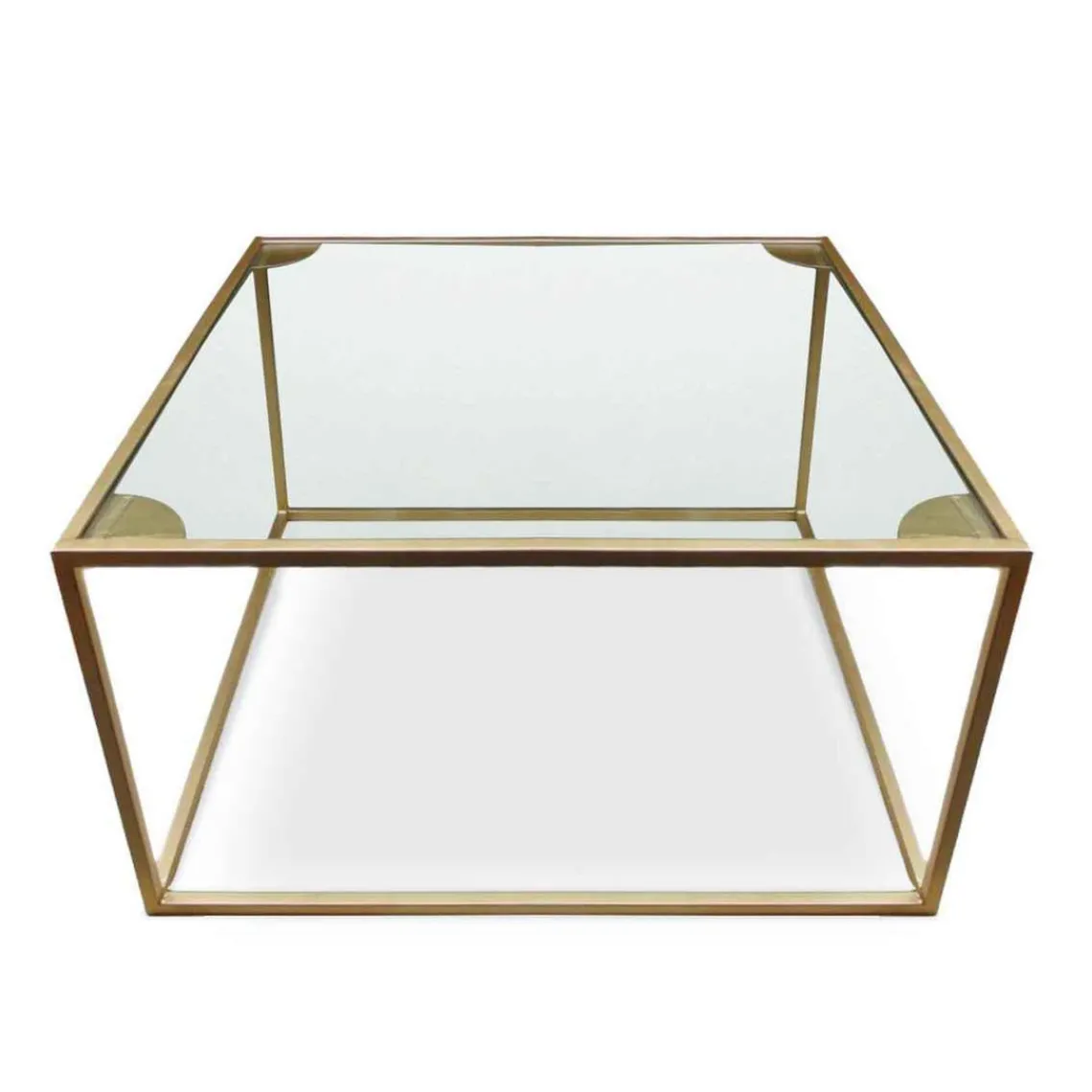 3S. x Home Table Basse Carrée RIVEL Métal Or Et Verre Transparent Outlet