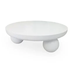 3S. x Home Table basse contemporaine design rond Bonnie texture minérale Blanc Online