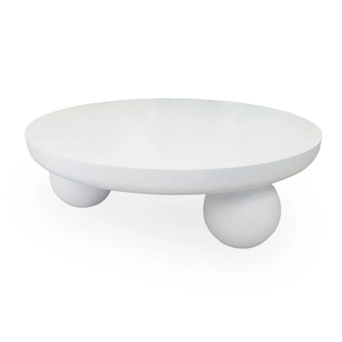 3S. x Home Table basse contemporaine design rond Bonnie texture minérale Blanc Online