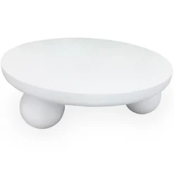 3S. x Home Table basse contemporaine design rond Bonnie texture minérale Blanc Online