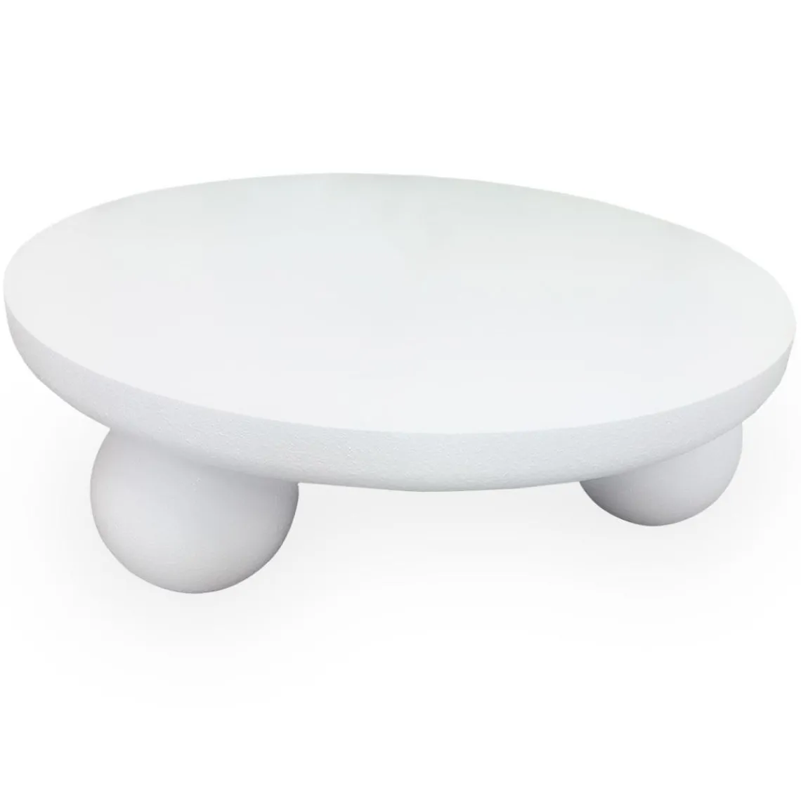 3S. x Home Table basse contemporaine design rond Bonnie texture minérale Blanc Online