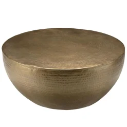 Macabane Table basse coque ronde en Aluminium Doré antique JOHAN Hot