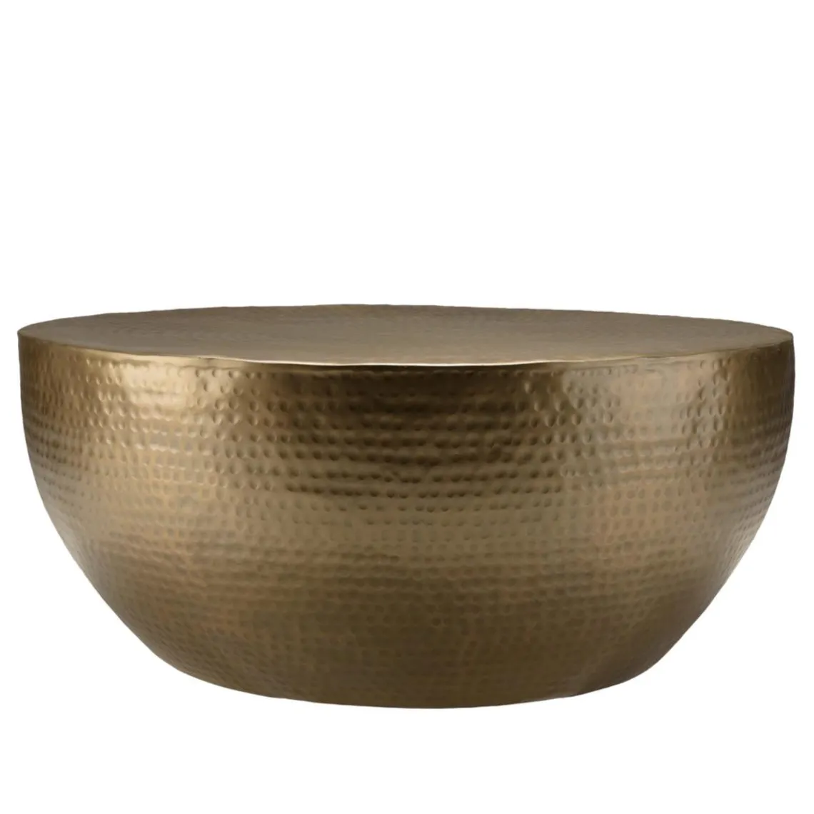 Macabane Table basse coque ronde en Aluminium Doré antique JOHAN Hot