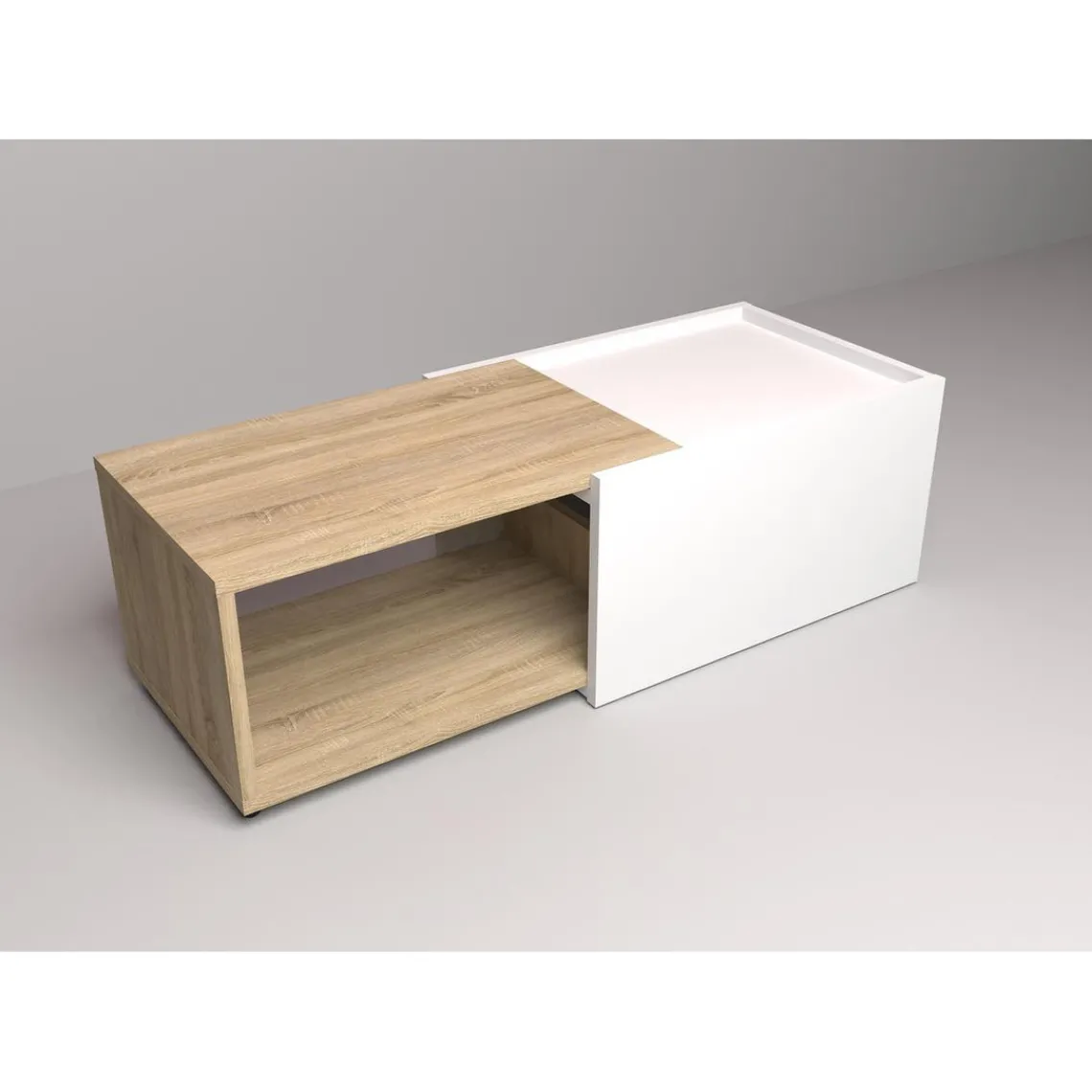 3S. x Home Table Basse Couleur Chêne SLIDE Blanc Best