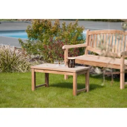 Macabane Table basse de jardin 90 x 45 cm en bois Teck Sale