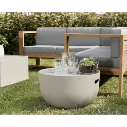 Macabane Table basse de jardin ronde 58x58 cm béton New