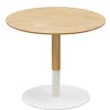 ALTEREGO Table basse design ronde 'DILA' en bois finition naturelle et métal blanc Sale