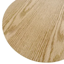 ALTEREGO Table basse design ronde 'DILA' en bois finition naturelle et métal blanc Sale