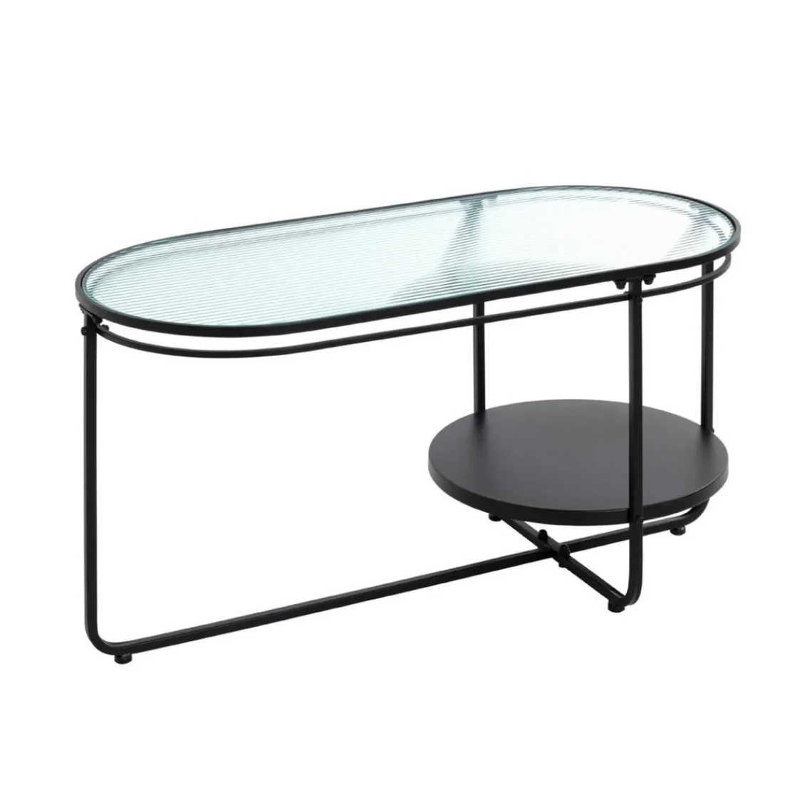 3S. x Home table basse en métal laqué noir,