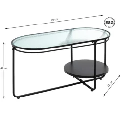 3S. x Home table basse en métal laqué noir,