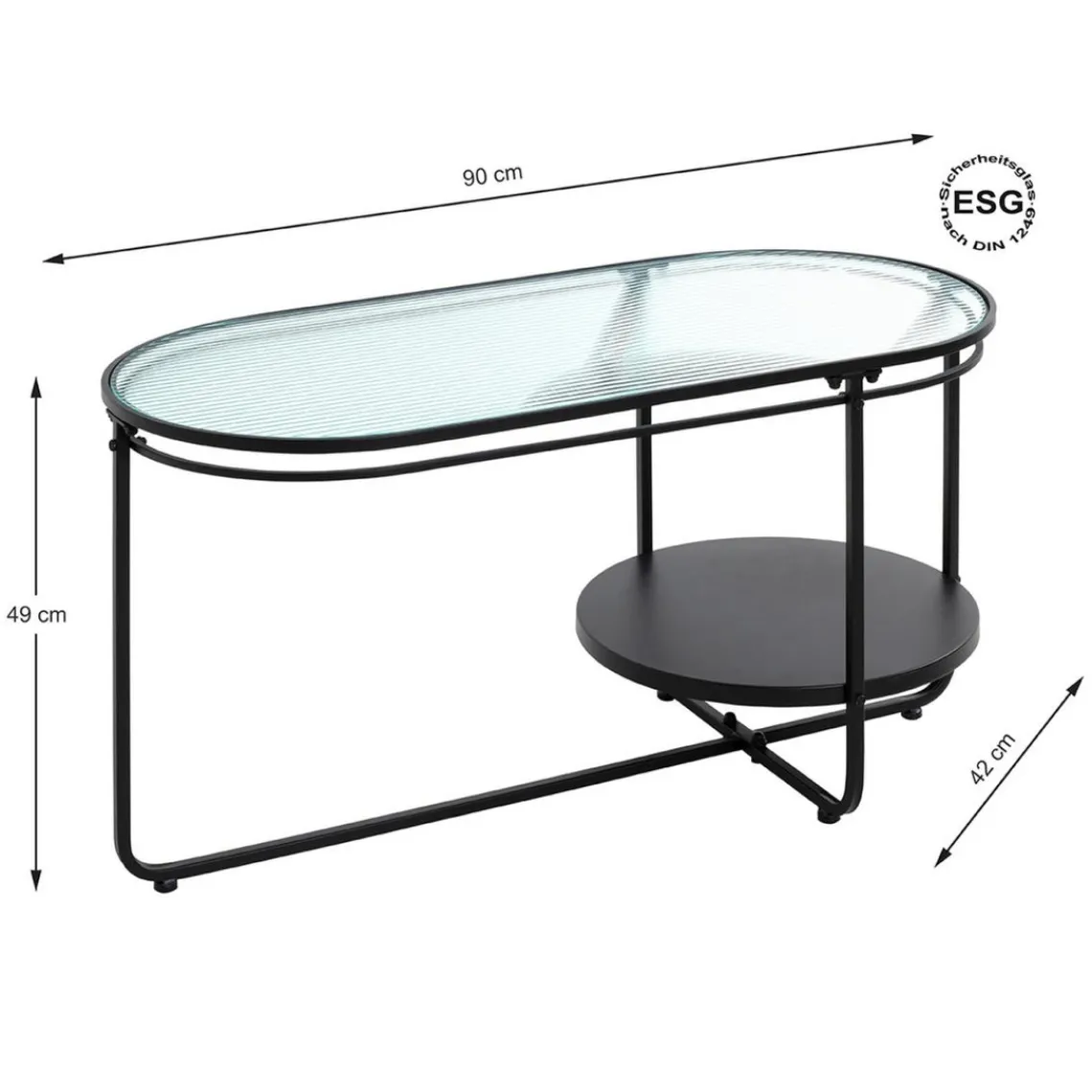 3S. x Home table basse en métal laqué noir,