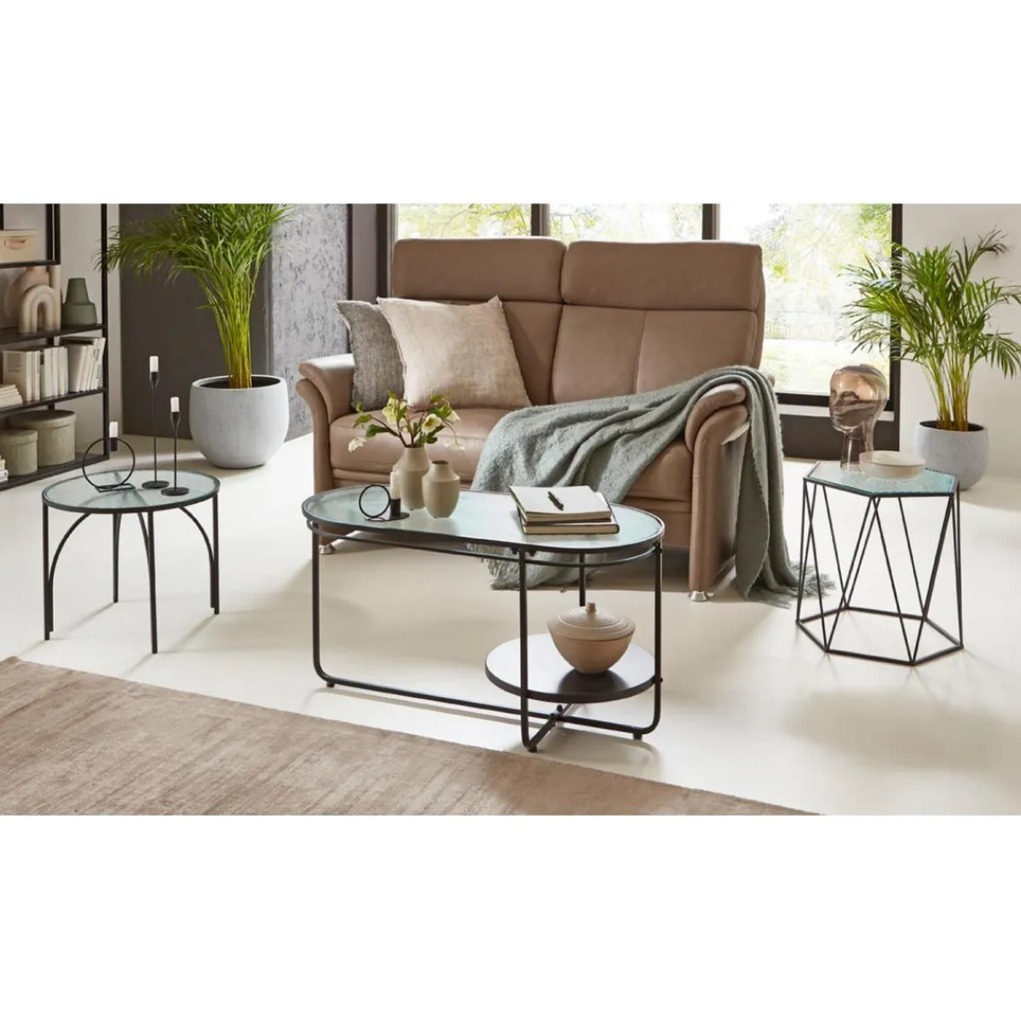 3S. x Home table basse en métal laqué noir,