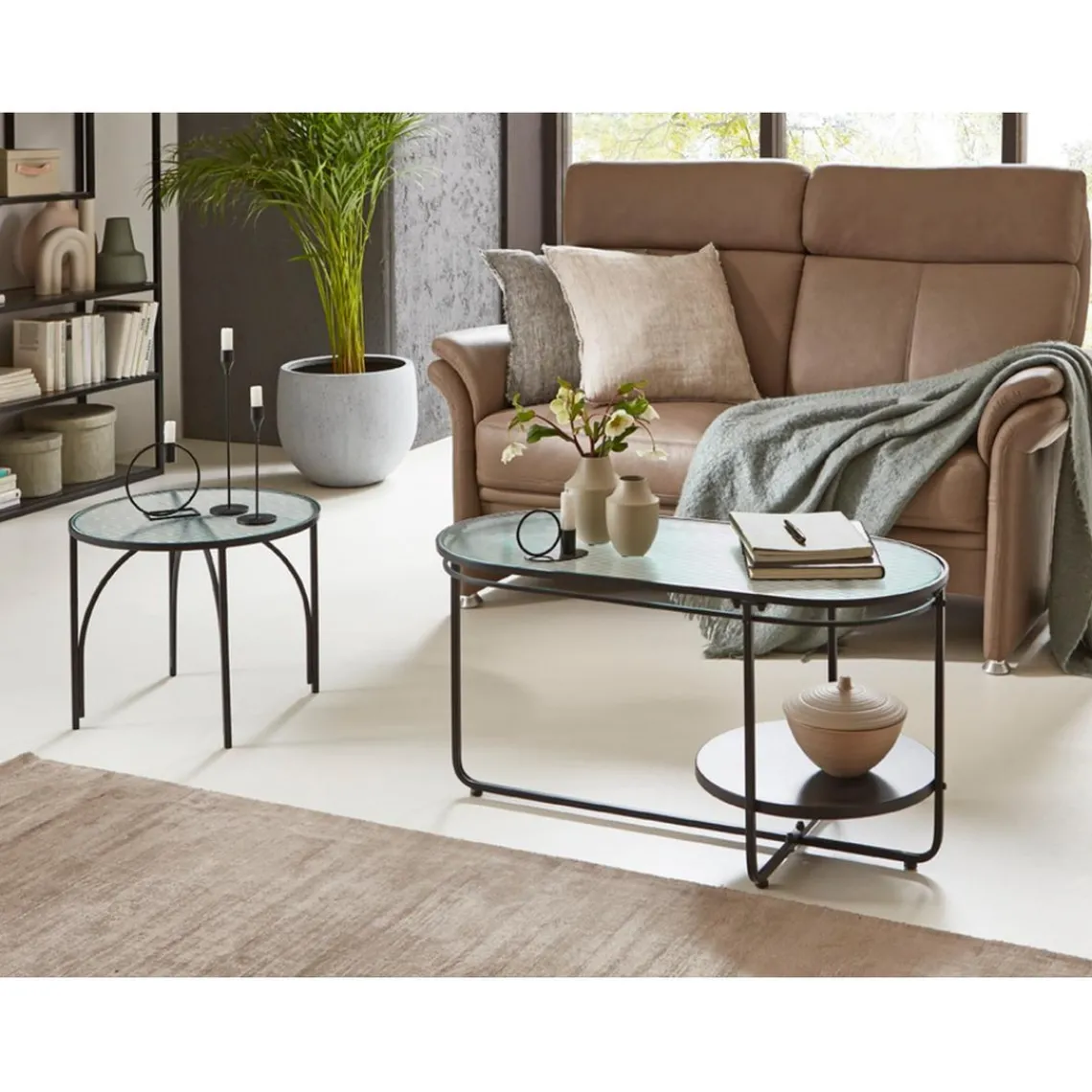 3S. x Home table basse en métal laqué noir,