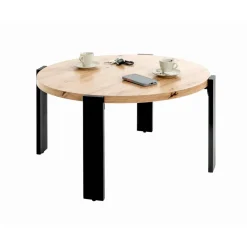 3S. x Home Table basse en tube d'acier peint par poudrage en noir, plateau en MDF Online