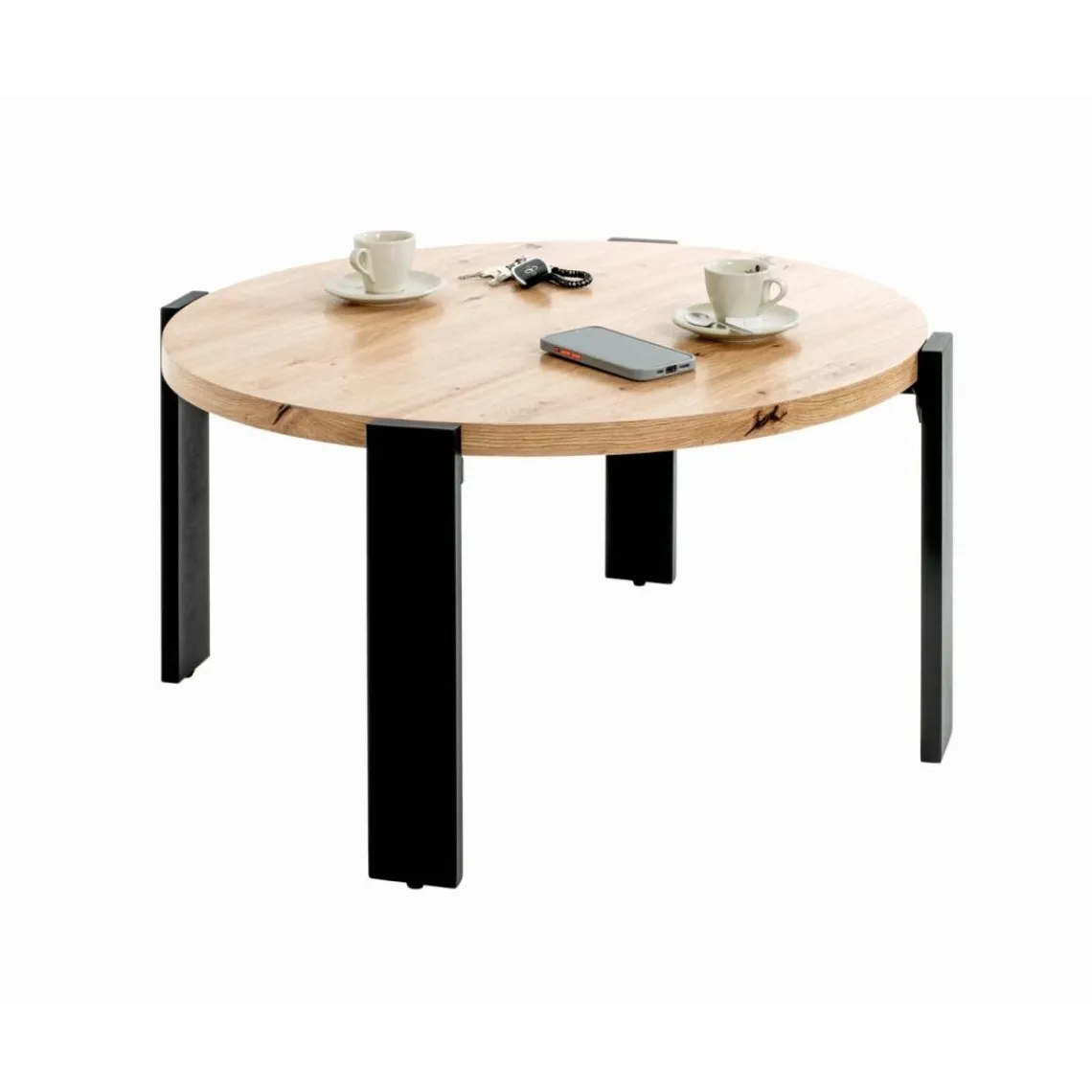 3S. x Home Table basse en tube d'acier peint par poudrage en noir, plateau en MDF Online