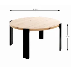 3S. x Home Table basse en tube d'acier peint par poudrage en noir, plateau en MDF Online