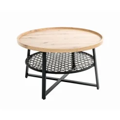 3S. x Home Table basse en tube plateau en MDF décor chêne Online