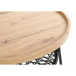 3S. x Home Table basse en tube plateau en MDF décor chêne Online