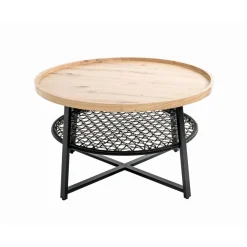 3S. x Home Table basse en tube plateau en MDF décor chêne Online