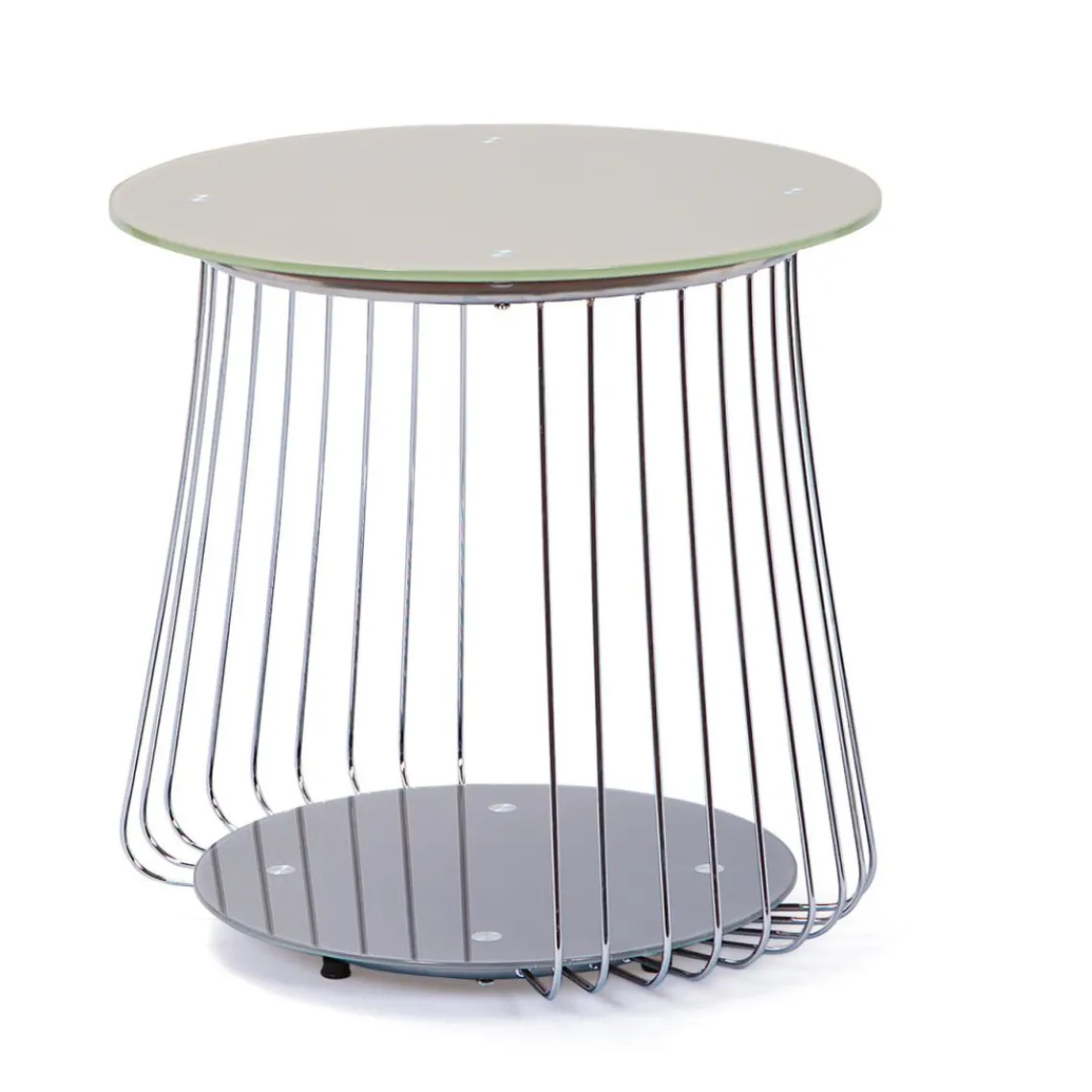 3S. x Home Table Basse en verre et Métal Chromé D50 cm Marron Outlet