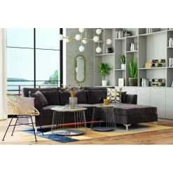 3S. x Home Table Basse en verre et Métal Chromé D50 cm Marron Outlet