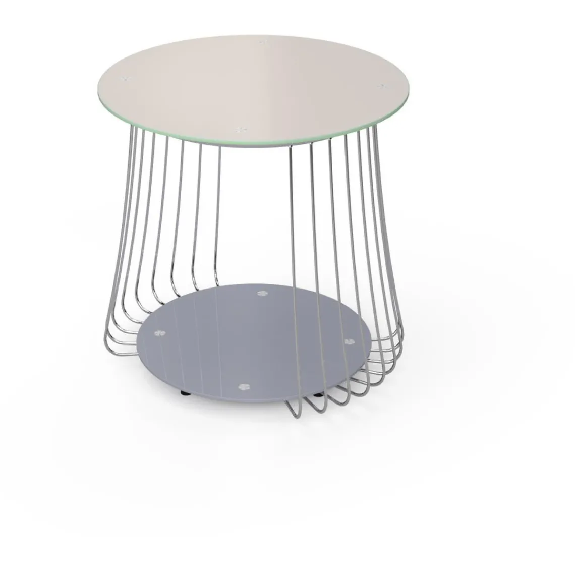 3S. x Home Table Basse en verre et Métal Chromé D50 cm Marron Outlet