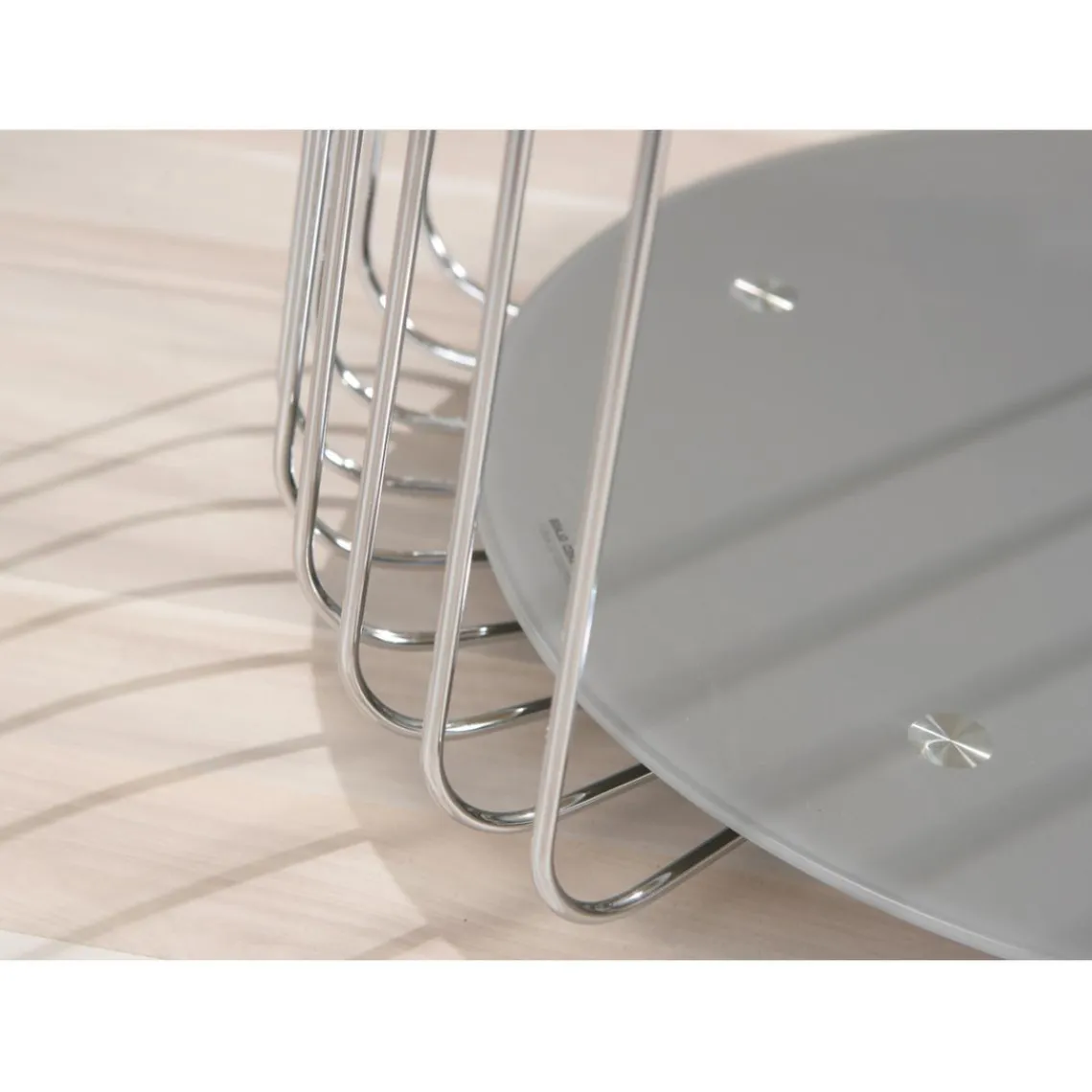 3S. x Home Table Basse en verre et Métal Chromé D50 cm Marron Outlet