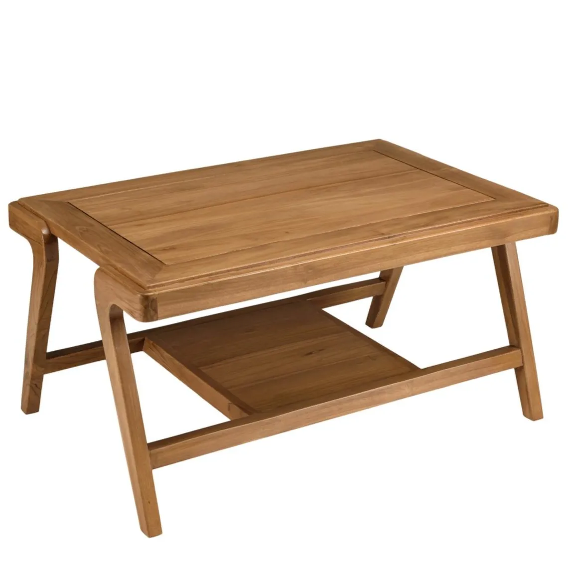 Macabane Table basse FLORES rectangulaire double plateau en teck WILL Marron Outlet