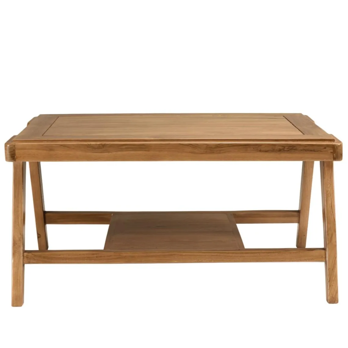 Macabane Table basse FLORES rectangulaire double plateau en teck WILL Marron Outlet