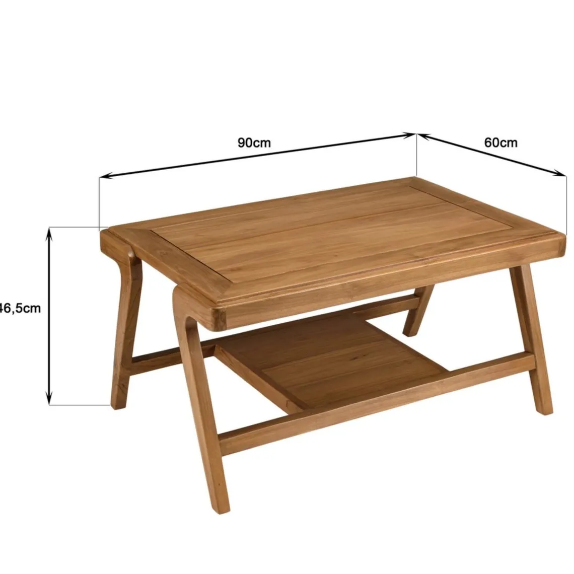 Macabane Table basse FLORES rectangulaire double plateau en teck WILL Marron Outlet