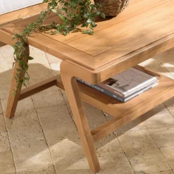 Macabane Table basse FLORES rectangulaire double plateau en teck WILL Marron Outlet