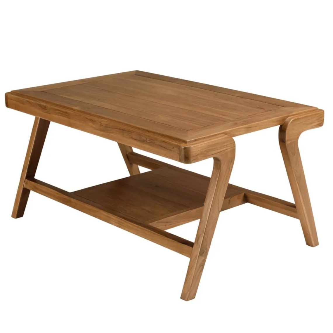 Macabane Table basse FLORES rectangulaire double plateau en teck WILL Marron Outlet