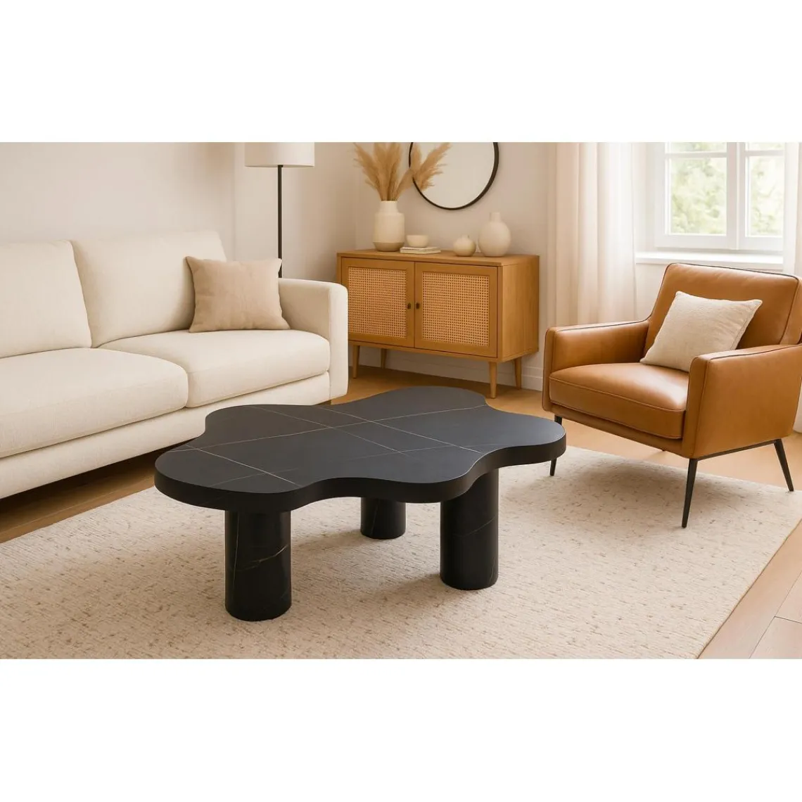 3S. x Home Table basse forme nuage Lagoon Effet Marbre Noir Online