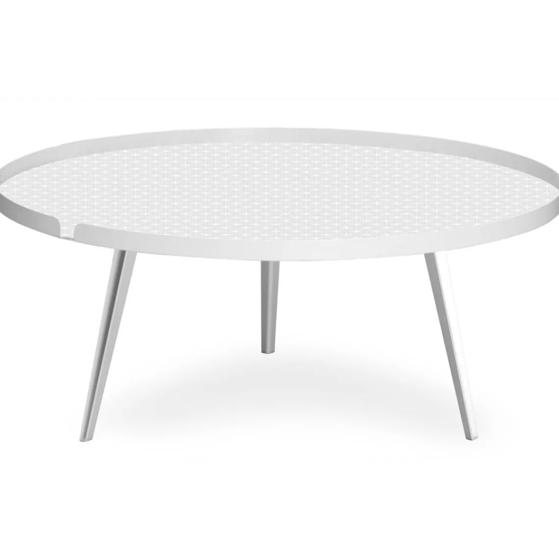 3S. x Home Table basse magnétique ronde à rebord Bipolart Métal Blanc avec 2 Tops style Scandinave Discount