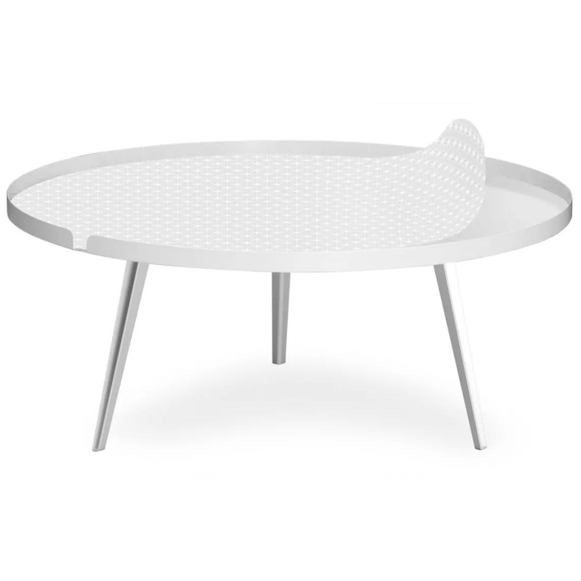 3S. x Home Table basse magnétique ronde à rebord Bipolart Métal Blanc avec 2 Tops style Scandinave Discount