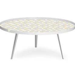 3S. x Home Table basse magnétique ronde à rebord Bipolart Métal Blanc avec 2 Tops style Scandinave Discount