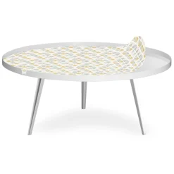 3S. x Home Table basse magnétique ronde à rebord Bipolart Métal Blanc avec 2 Tops style Scandinave Discount